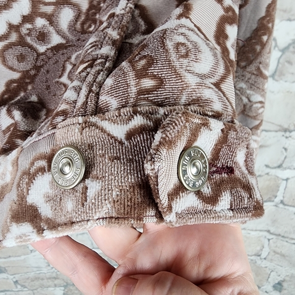 Urban Outfitters BDG Tapestry Trucker Jacket Button Front Brown Cream Size Small - Picture 14 of 15